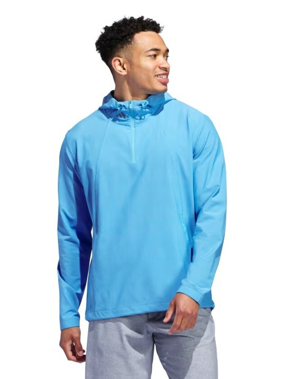adidas Men's Hooded Windbreaker Jacket - Sky Blue